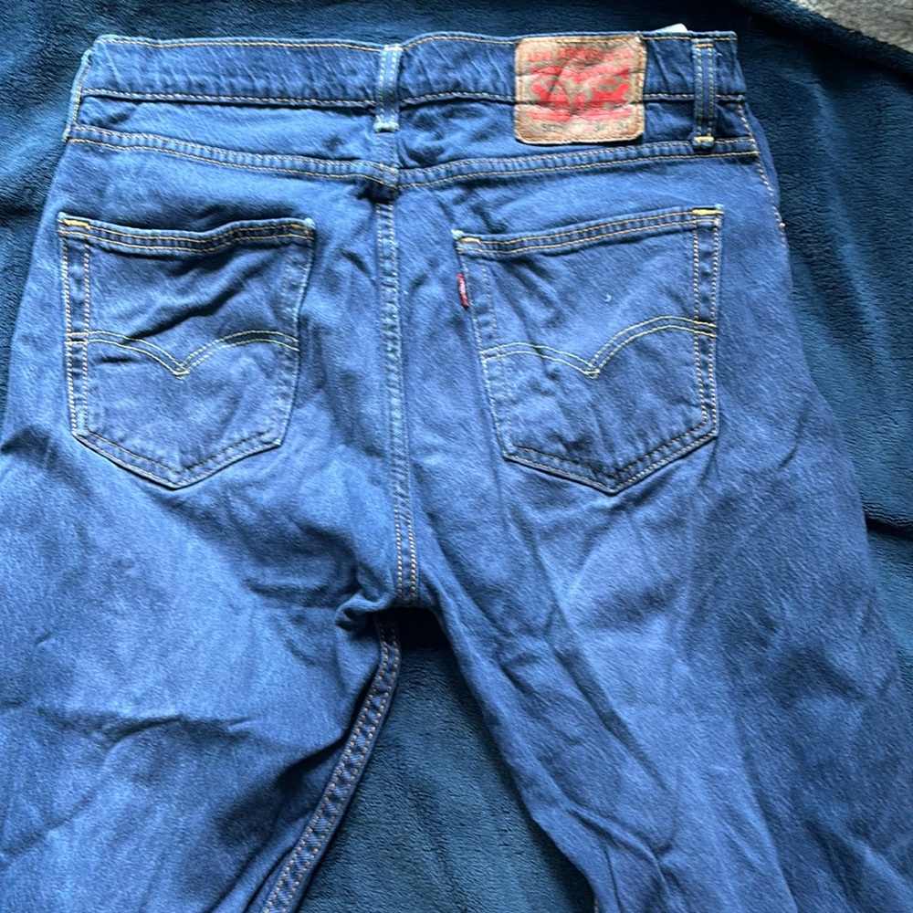 34 L 34 W Levi Jeans (Navy Blue with Frayed Bottoms)